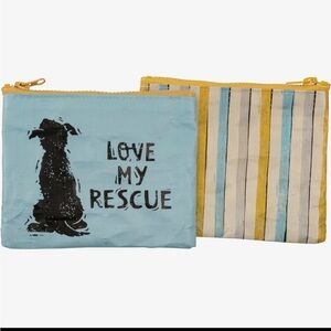 Love my Rescue ❤️‎ Blue and Yellow Zipper Pouche (front and back)